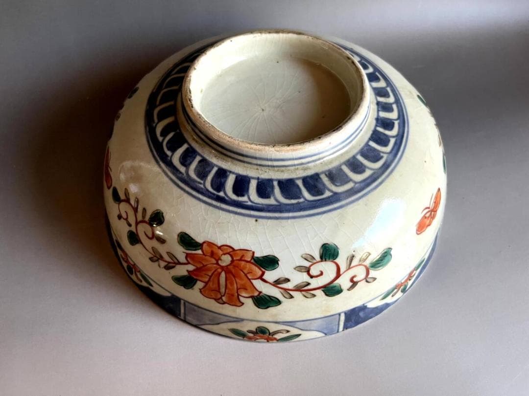 大鉢■赤絵 伊万里 錦絵 鶴亀 松竹梅 鳥 花唐草 古美術 時代物 骨董品■