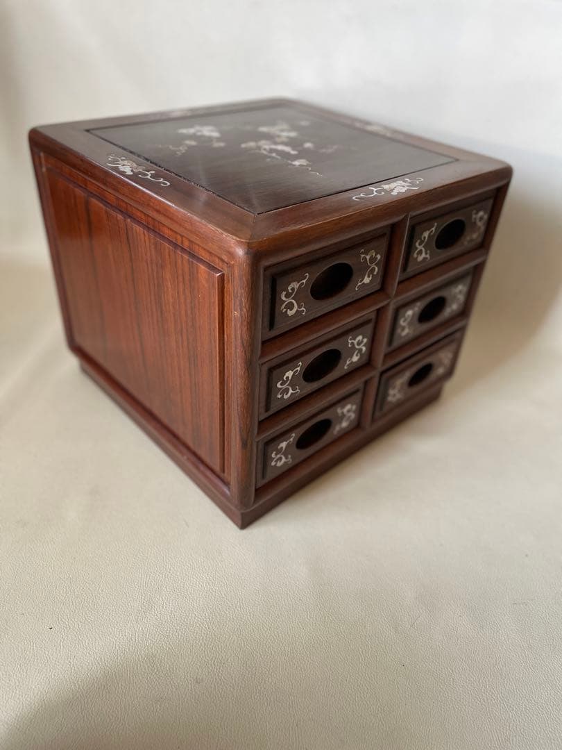スイカ 小引出し 小物入 3段 薬箪笥 唐木 無垢 貴重品収納 宝石収納