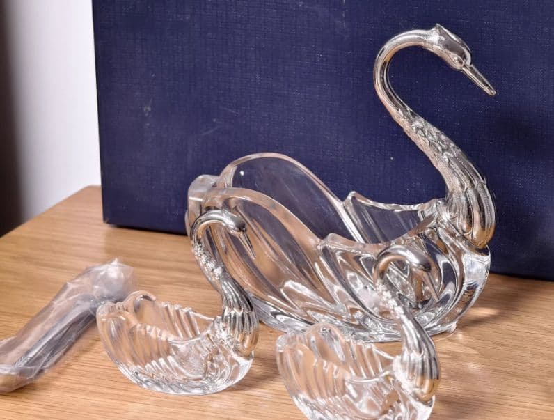 ガラス製 白鳥の形状 3点セット