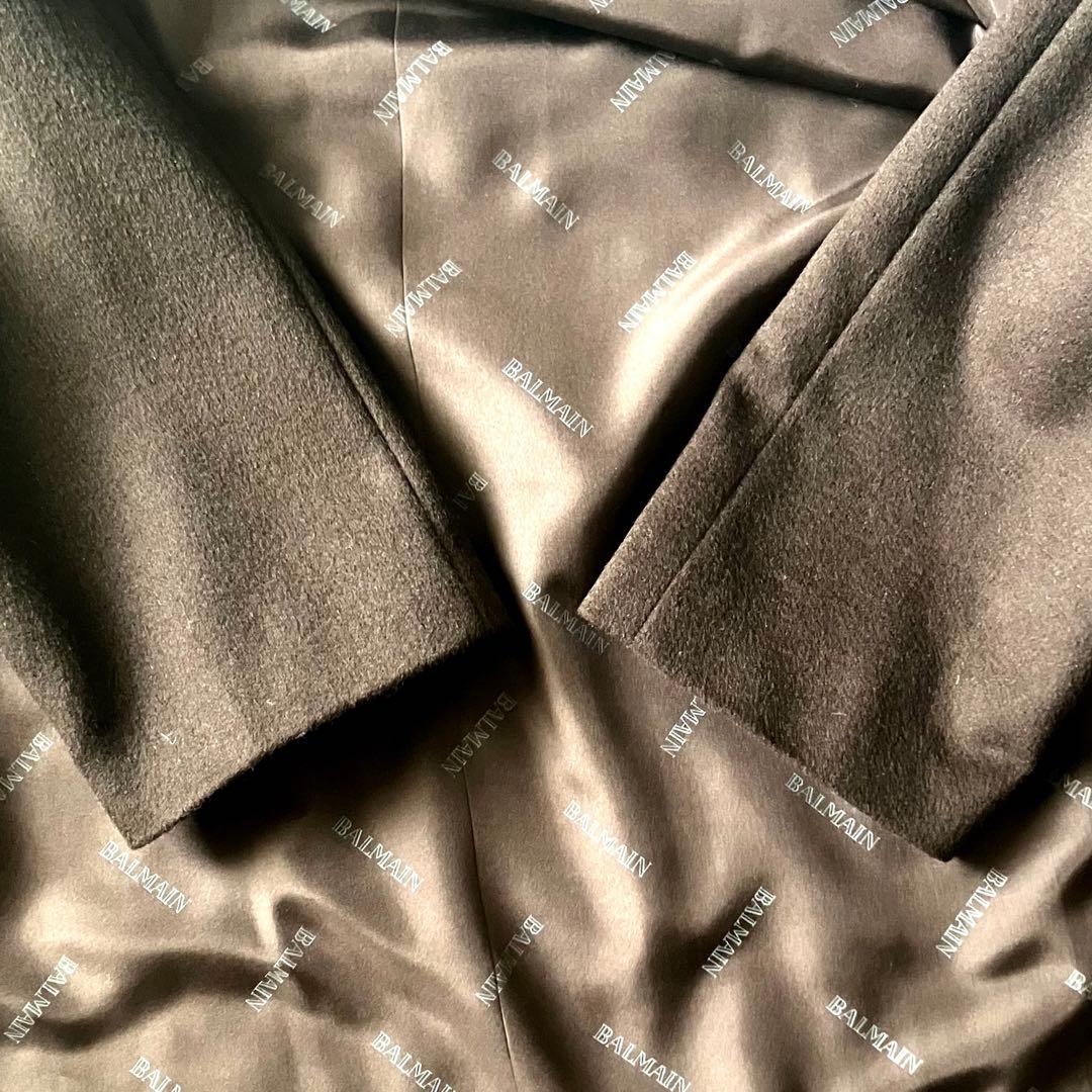 ✨極美品✨BALMAIN カシミヤ混×シルク チェスターコート ロング ブラウン
