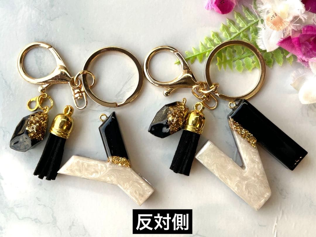 桔梗　イニシャルキーホルダー　16点　ハンドメイド　お花チャーム