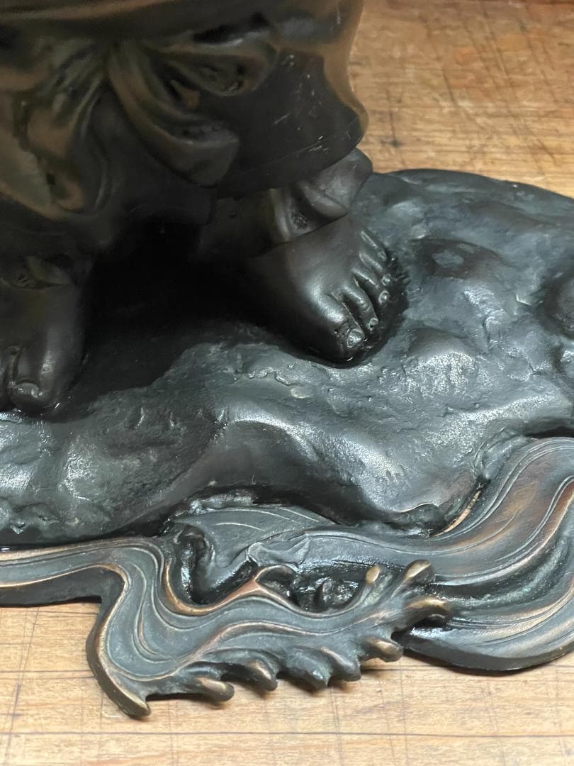 金工師 正之造 古銅 川渡 布袋 立像 七福神 仏像 巨大 縁起物 置物 彫刻