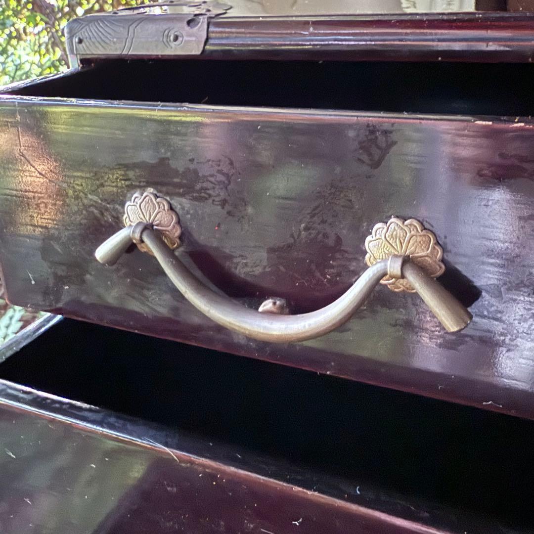 2193様感謝‼️大正浪漫スッゴイへそくり裁縫箱銅金具飾針山付仕込箪笥1竿