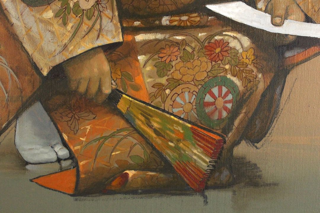 No4830額装　能秀樹「都の春」　油彩画　F10 直筆サイン　裏書有　送料無料