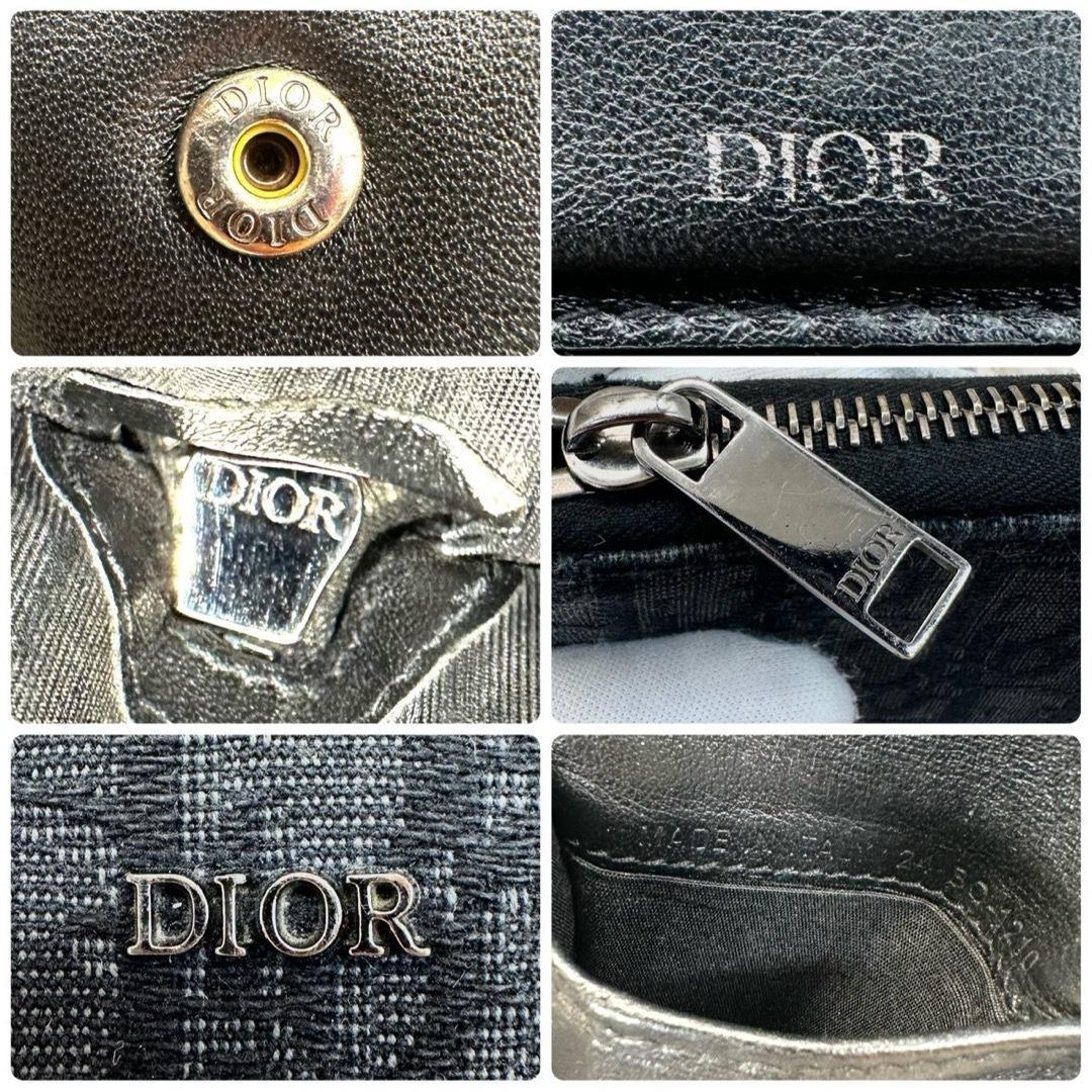 【美品】クリスチャンディオール 二つ折り財布 グレー キャンバス トロッター