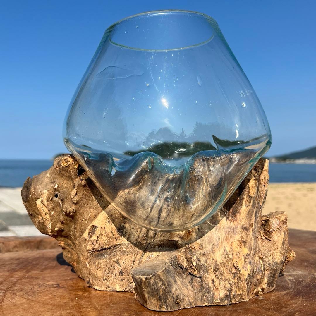 流木ガラスオブジェ大F 花瓶 金魚鉢 ガーデニング フラワーポット 水槽 アート