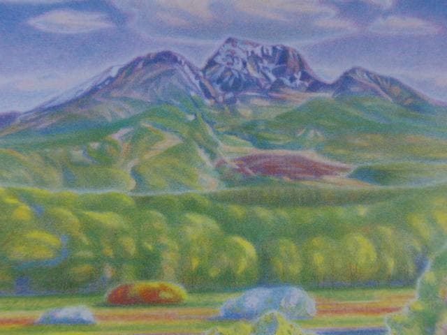 五十嵐二郎、妙高山の五月、希少な画集より、新品高級額・額装付