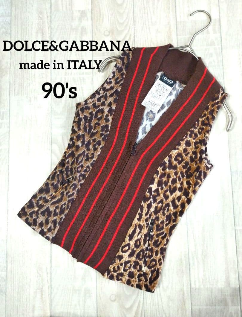 D&Gドルチェ&ガッバーナ 90's タンクトップ レオパード バックロゴ 美品
