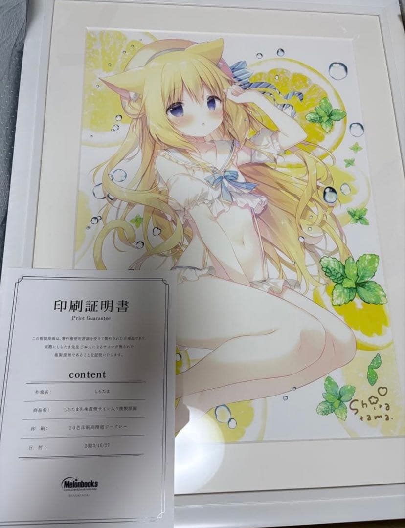 しらたま しらたまこ ころね 直筆サイン入り 複製原画 アートグラフ