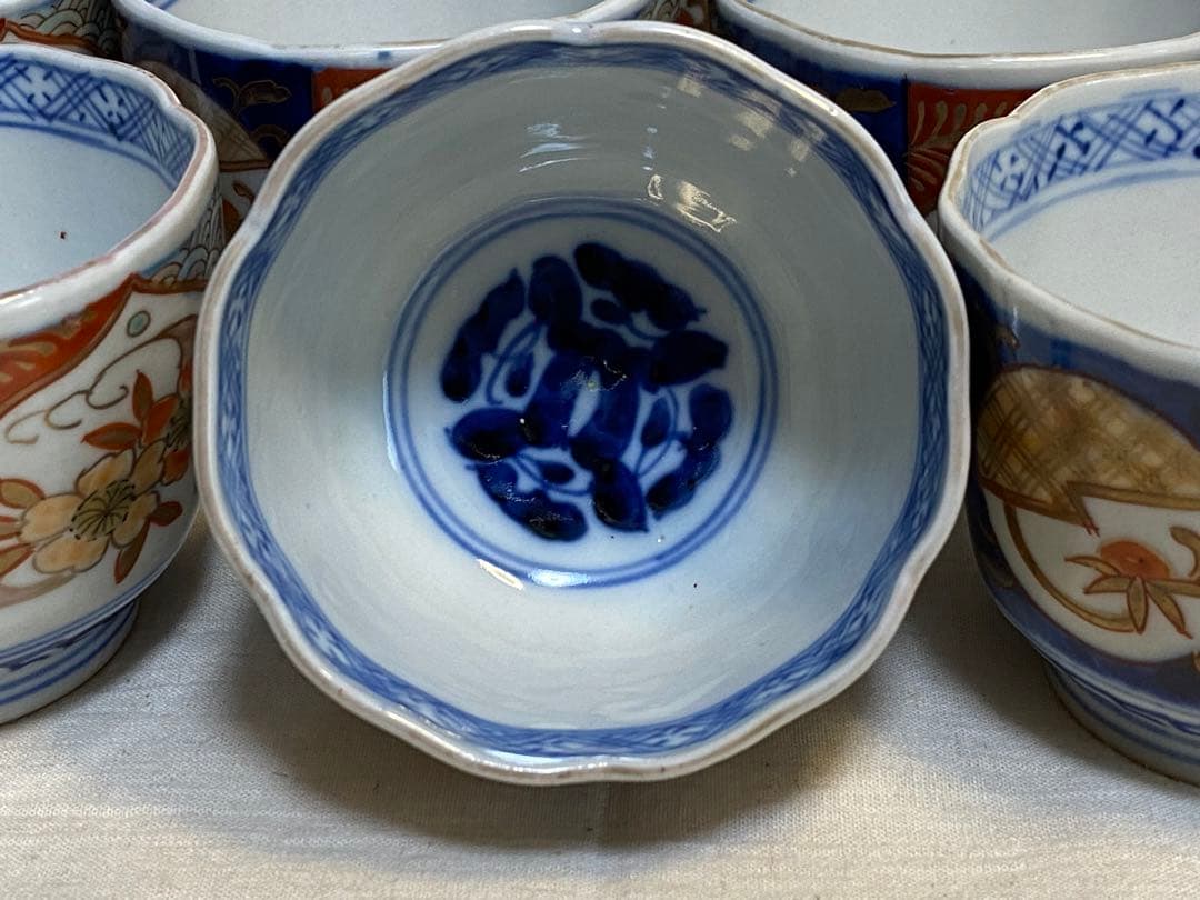 伊万里　古伊万里　色絵　金襴手　ちょこ　猪口　花の図　大正元年　20客