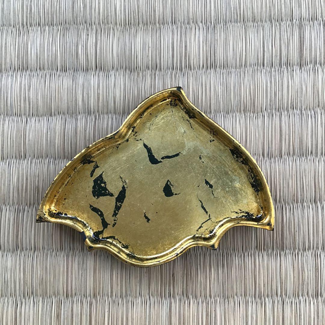 骨董品　茶道具　香合　黒柿千鳥香合　内側金箔(傷)銅板付属　配送桐箱　S97KG