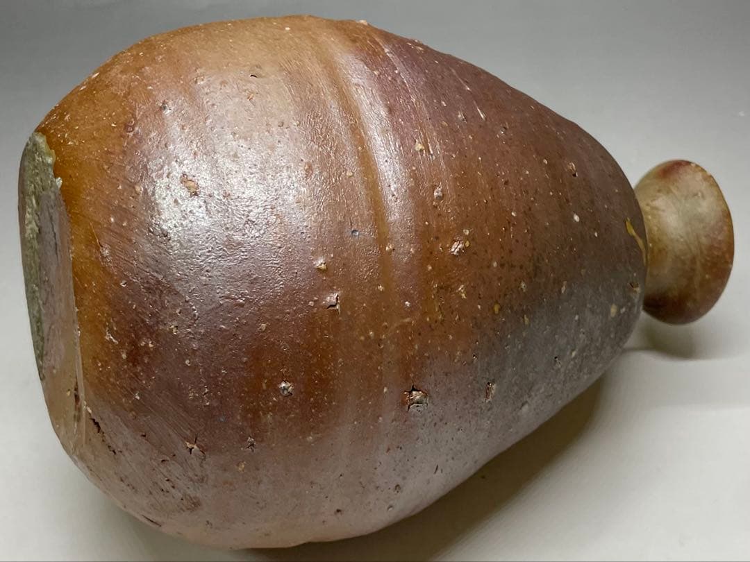 金重愫　備前徳利一輪花入　円山窯　備前焼　四方桟共箱　b116