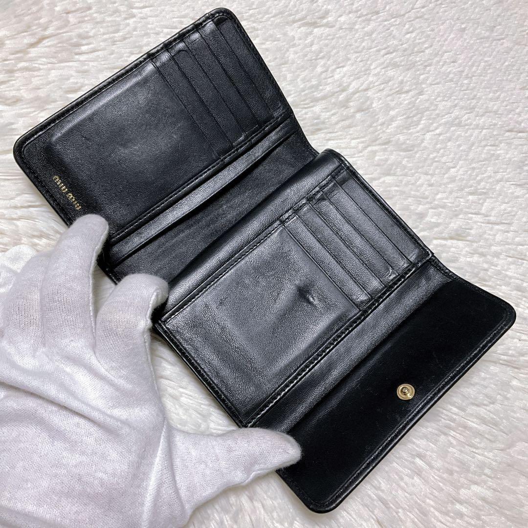 ♡美品♡MIU MIU マテラッセ 三つ折り財布 L字 ファスナー ブラック 金