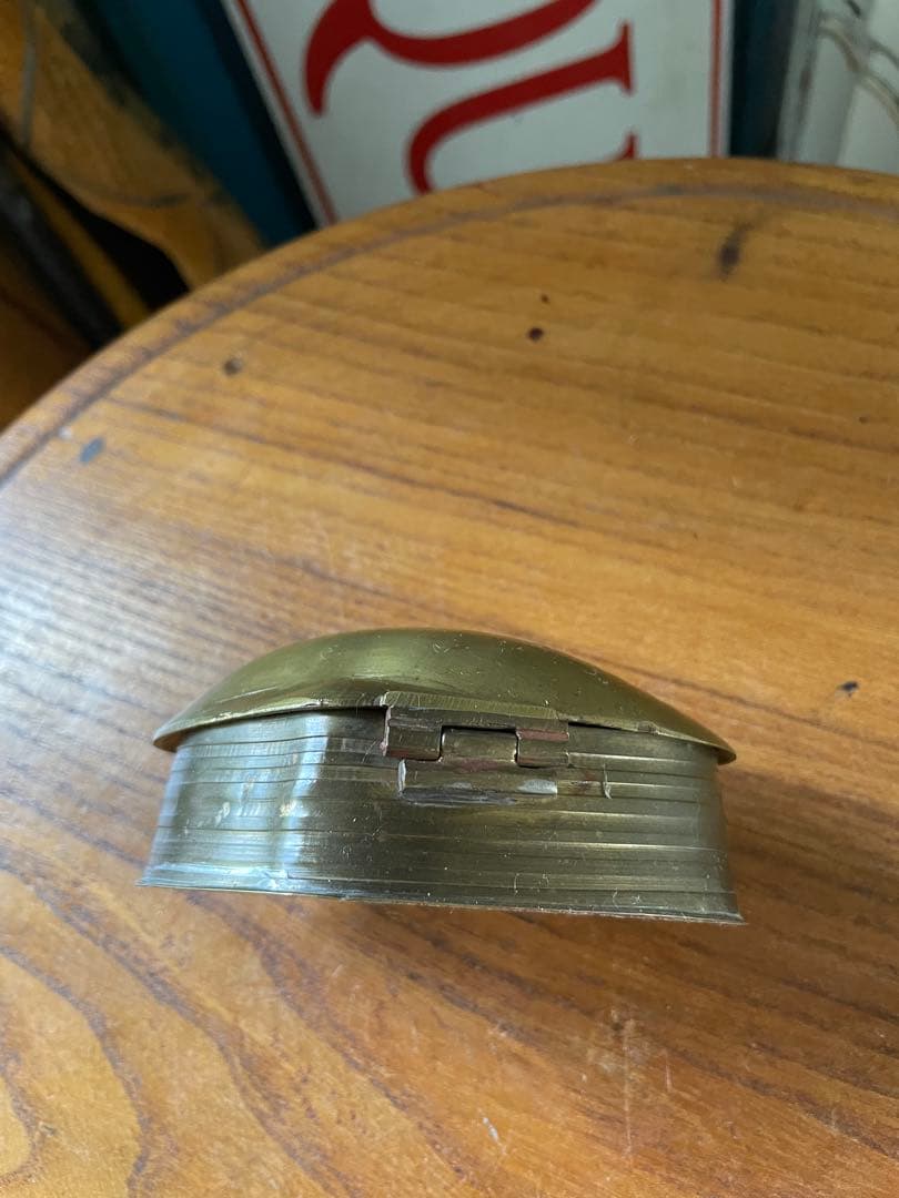 アンティーク　シェル形　真鍮　ジュエリー　アクセサリー　ロザリオ　ボックス　入れ