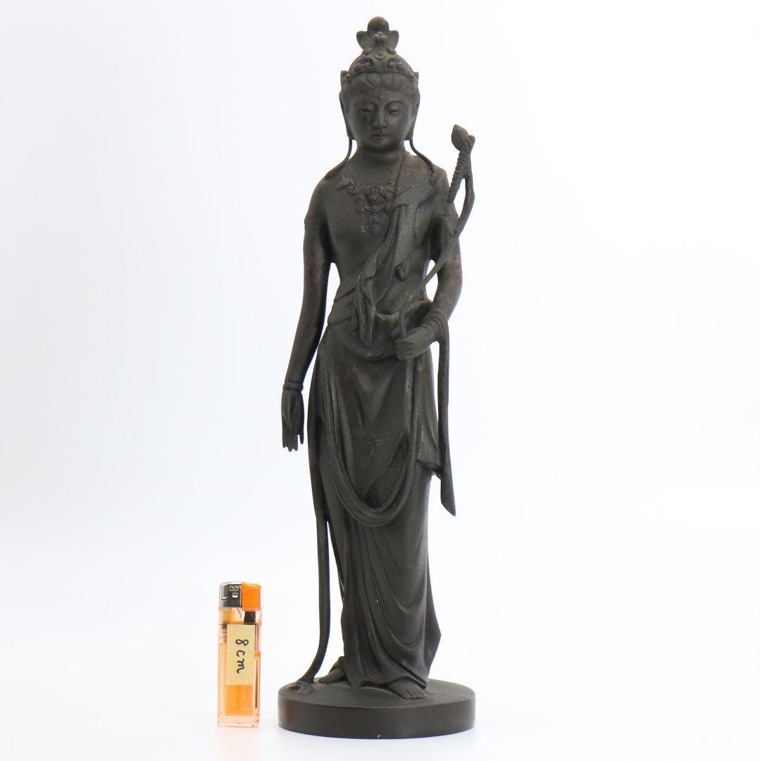 聖観音菩薩像 仏教美術 銅製/ブロンズ 仏像 置物　AB228　1FB6