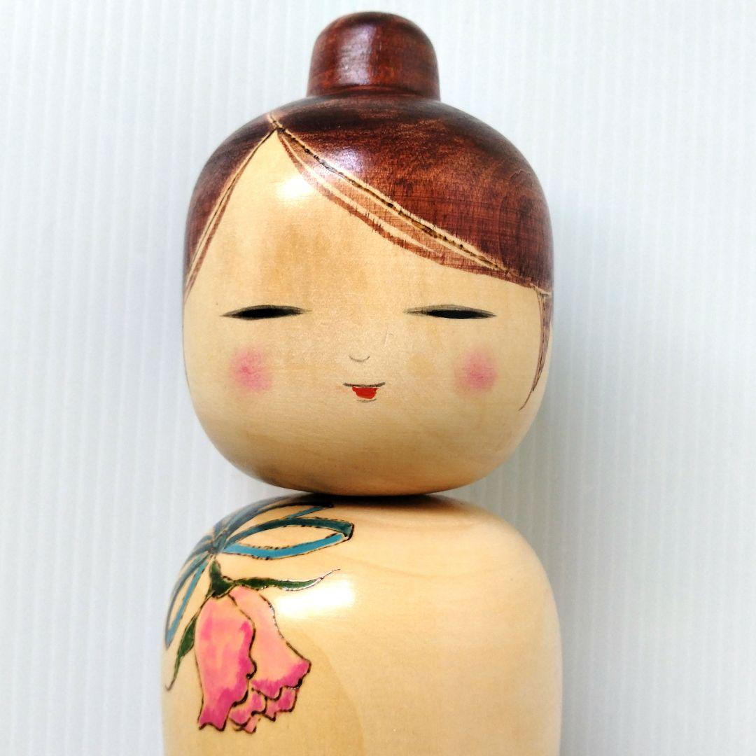 こけし 創作こけし 大内裕子工人 近代こけし 薔薇 工芸品 大き目 31,5cm