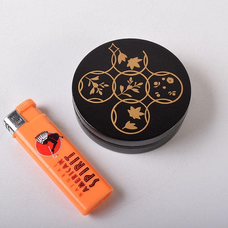 茶道具　筑城筑良作　一閑塗　花七宝蒔絵　香合　共箱　V　7861