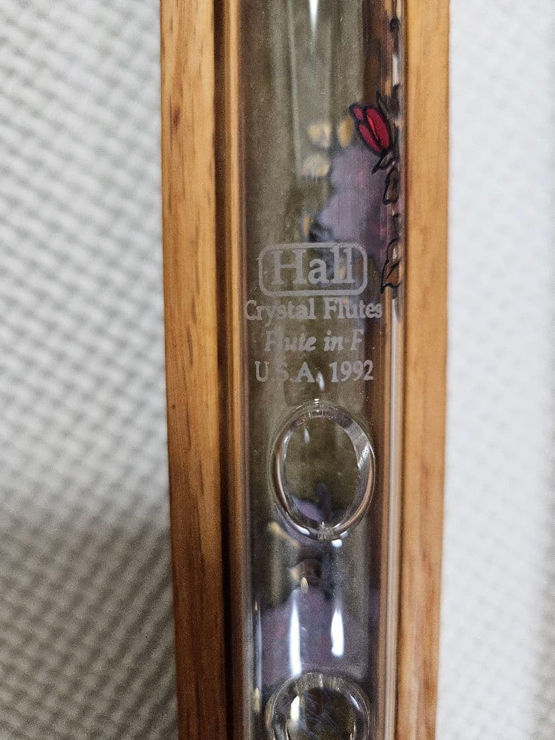 【希少品】HALL クリスタル フルート F管 460mm 木製ケース付き