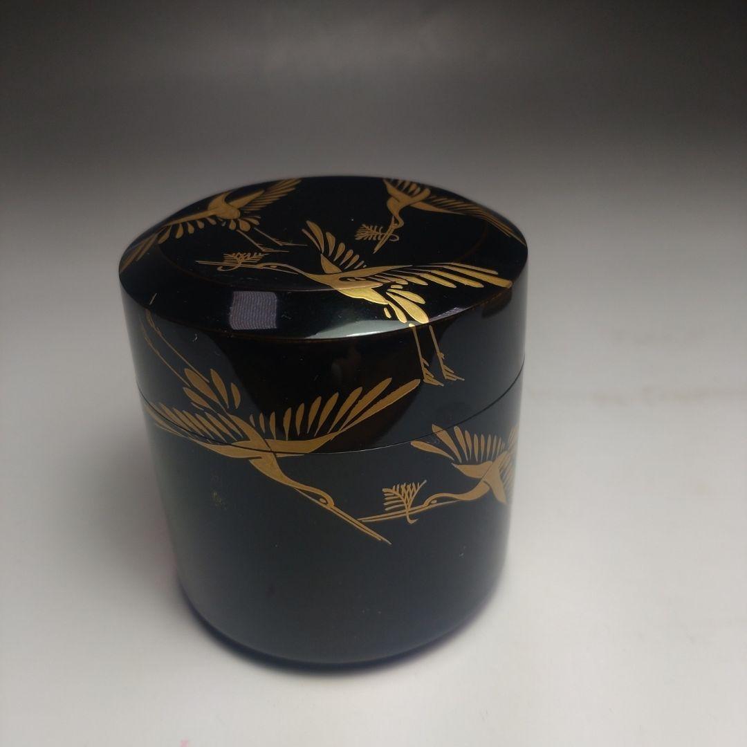 イ164 棗『吉水宗白　極箱　花押』『松喰鶴　雪吹　棗』茶道具