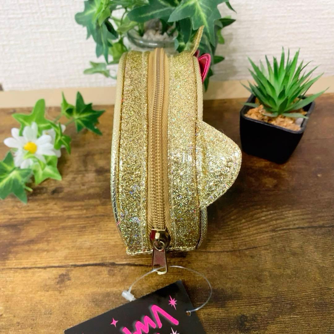 【新品未使用】ハローキティ　キラキラ　ゴールドポーチ☆Vivitix☆ タグ付き
