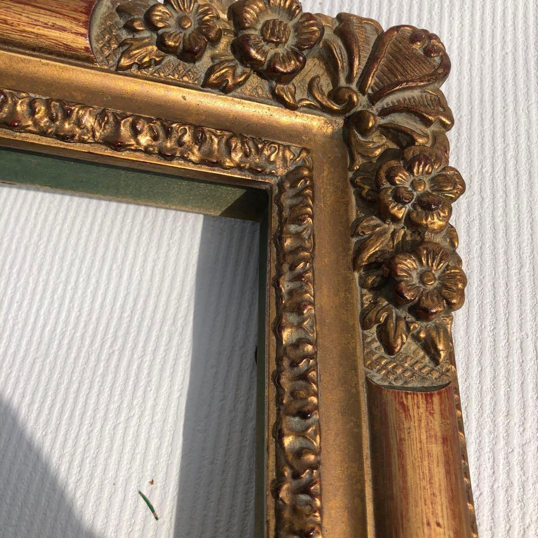 風景油彩画 アンティーク な油絵金色フレーム付きビンテージ　日額ニチガク　額縁