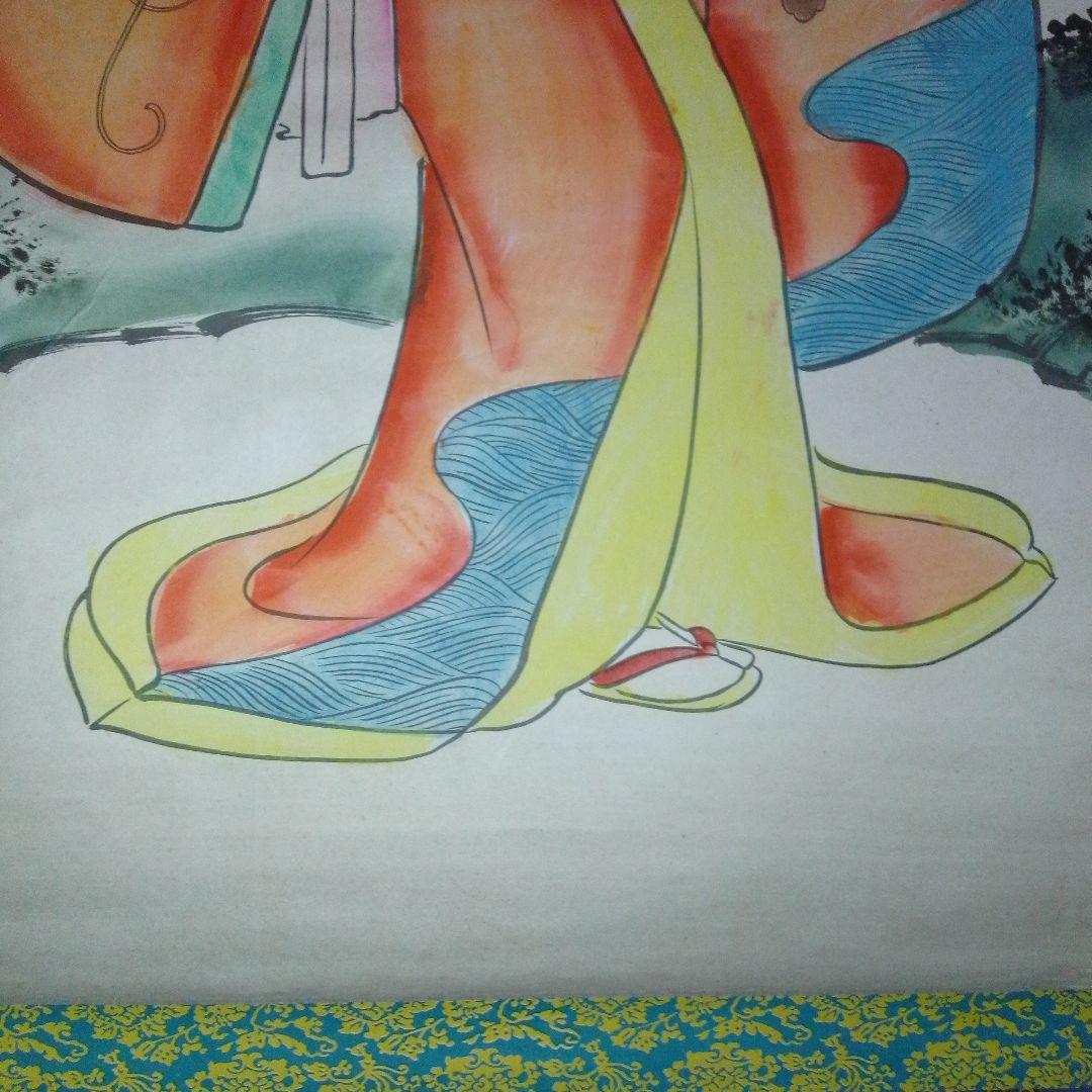 和風 掛け軸 花柄デザイン 藤娘 掛け軸