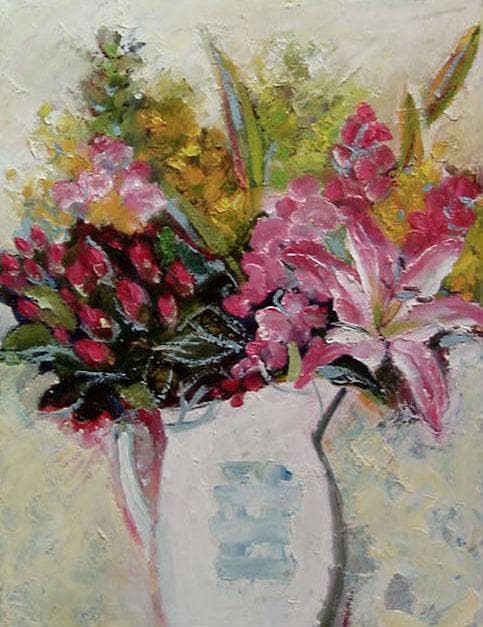 油絵 菅家令子 絵 絵画 インテリア uF6-112302 花