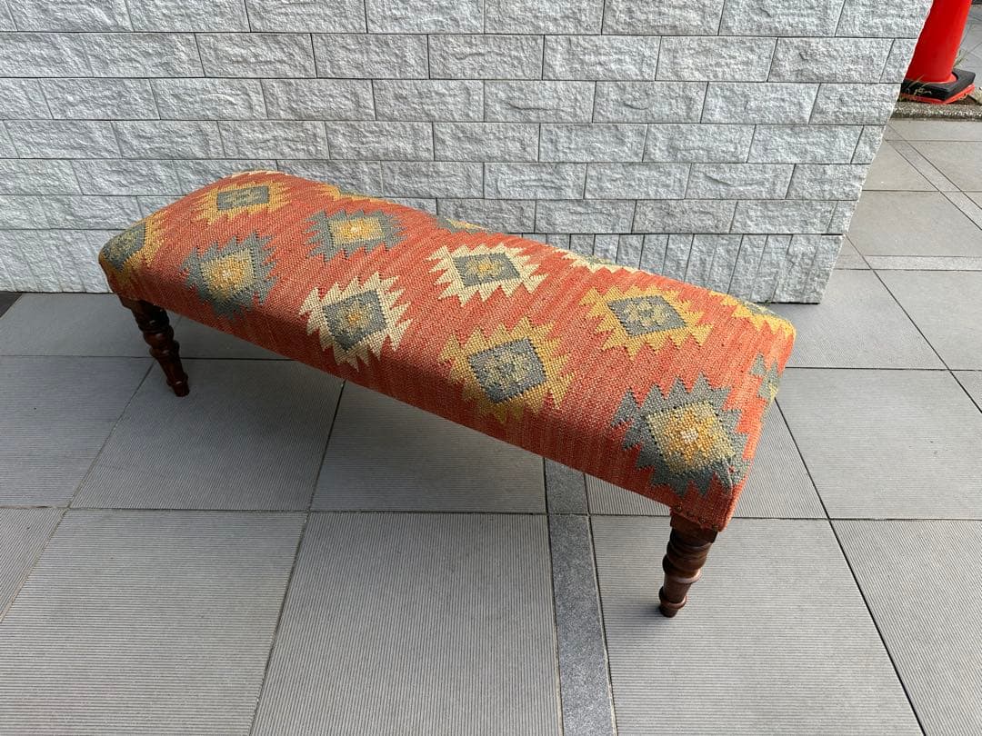 Ne WORKS キリム刺繍 木製脚ベンチスツール