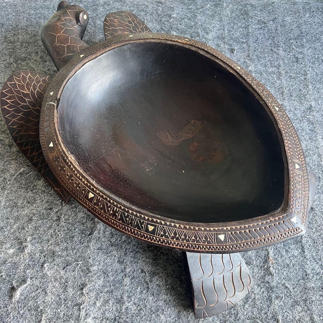 IG68 希少品✨ 亀 木製 小物入れ 縁起物 インテリア 2段 甲羅 レア
