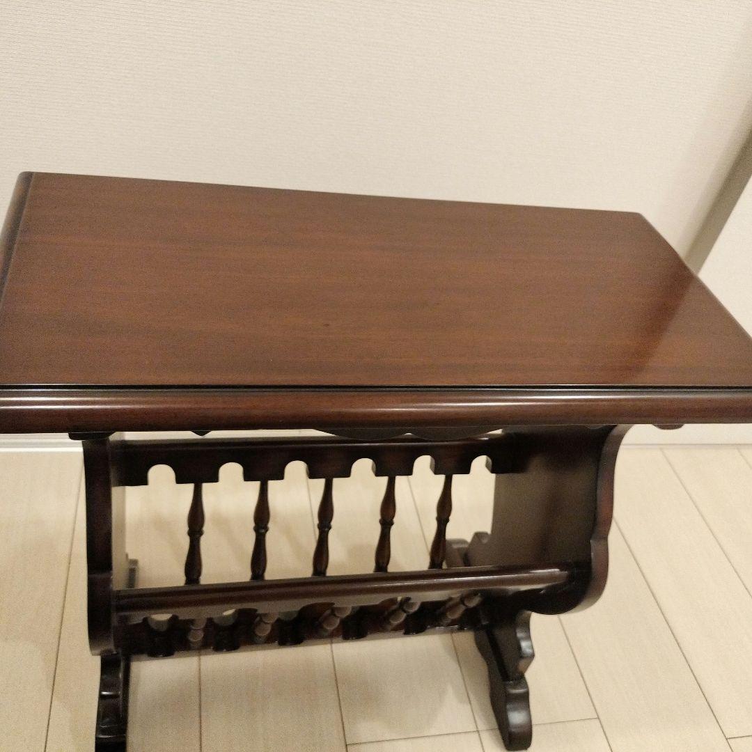 サイドテーブル 木製 マホガニー クラシック ダークブラウン アンティーク風