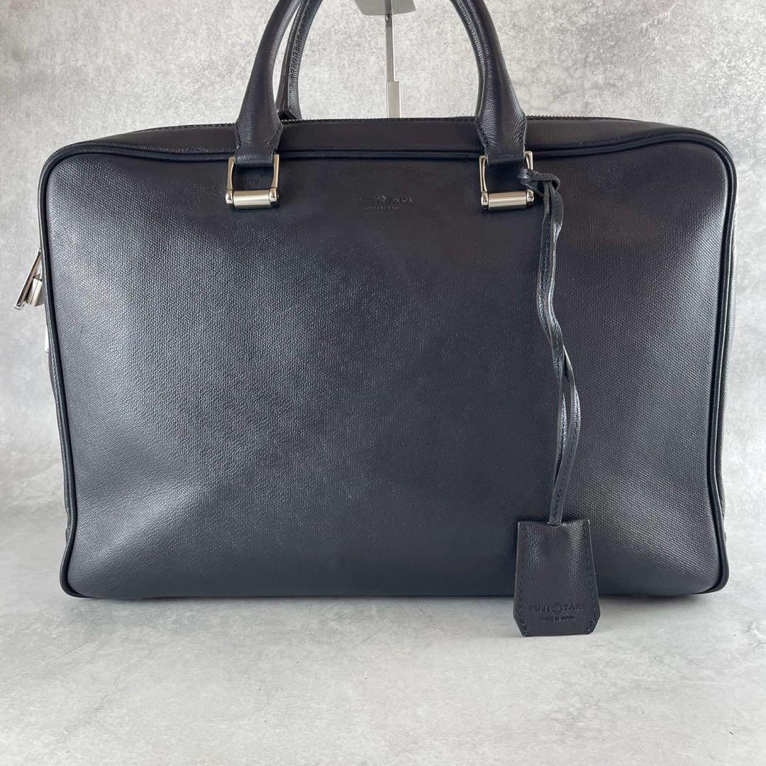 【美品✨】FUJITAKA 2way レザー ビジネスバッグ オーブ ネイビー