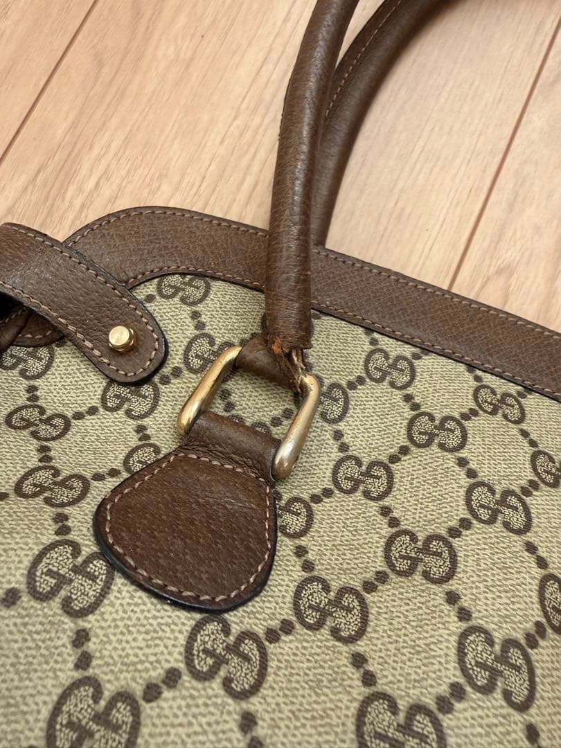 【希少デザイン】GUCCI オールドグッチ ハンドバッグ GGスプリーム 盾ロゴ