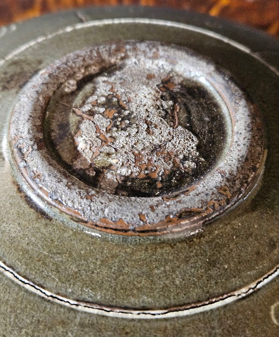 【古作品❗】李朝　高麗青磁写し　象嵌　太陽に鳥の図　鉢　菓子鉢　茶道具　茶器