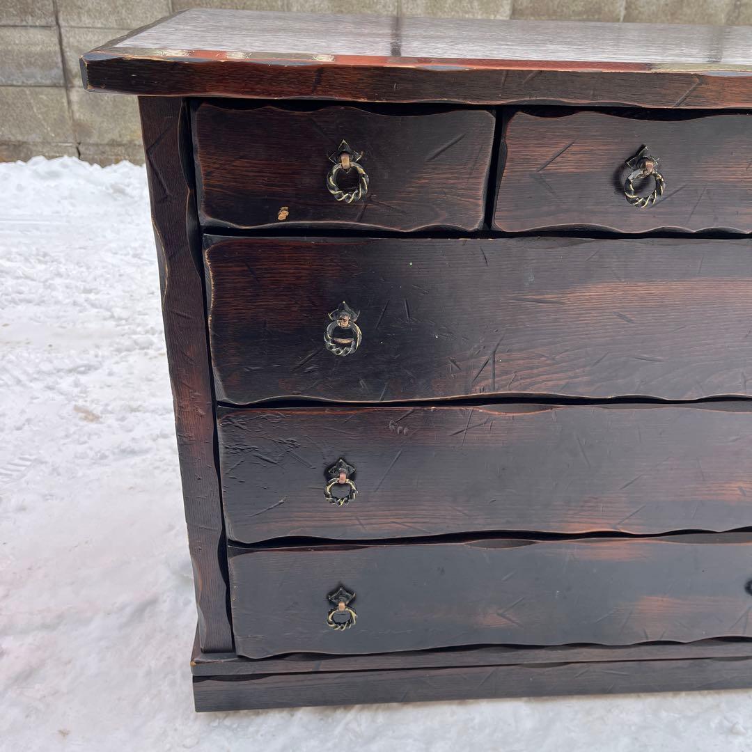 【表面キハダ材】レトロ 4段 箪笥 ハセガワ製 アンティーク調 収納家具