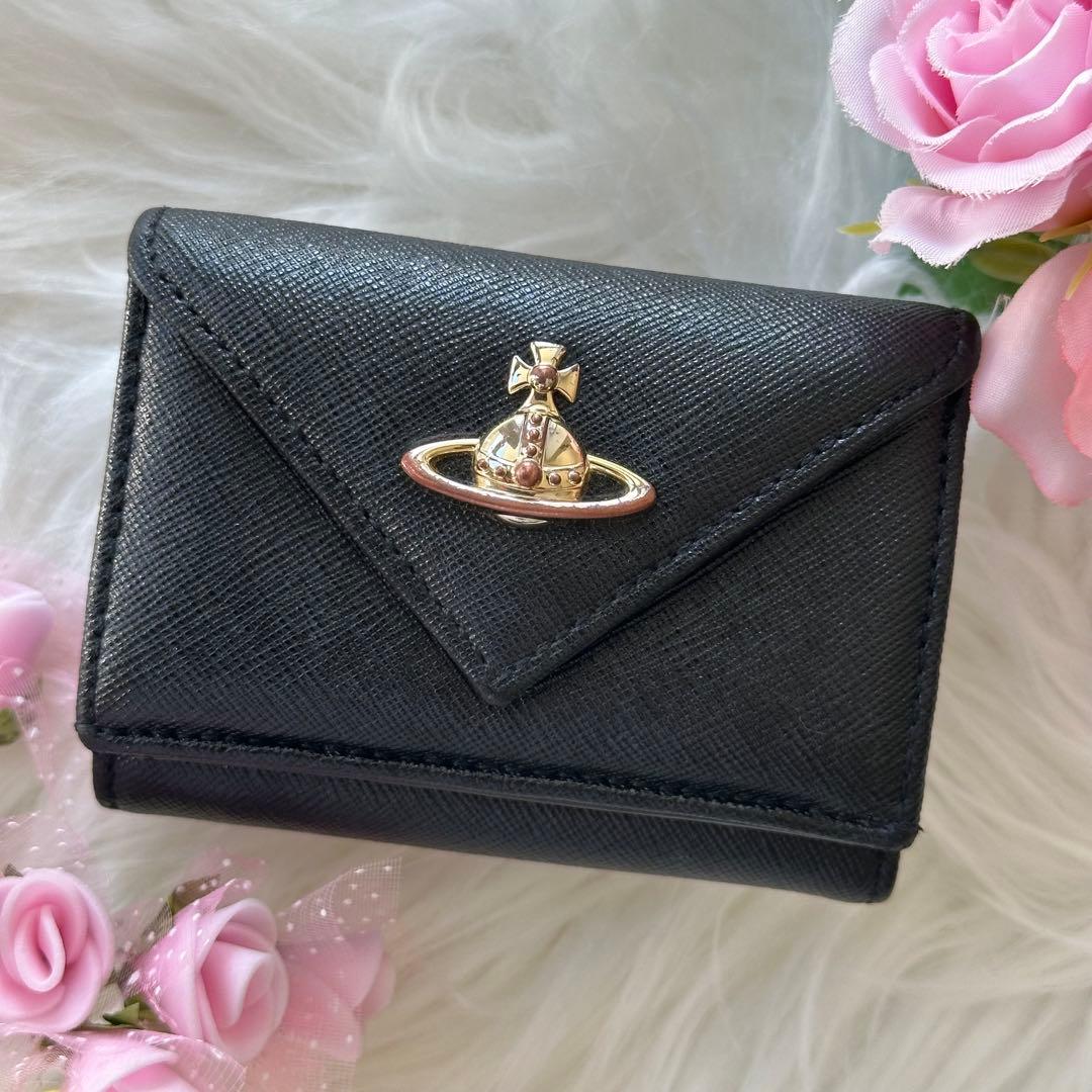 Vivienne Westwood 財布 ブラック 三つ折り レター型 レザー