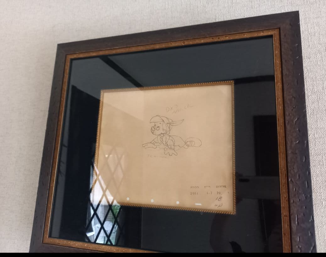 ディズニーピノキオ セル画の下書きデッサン画