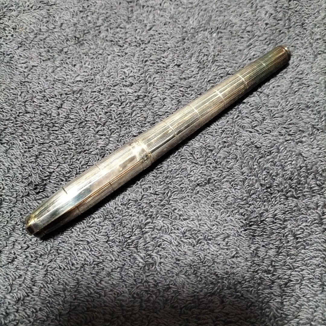 14K シルバー ストライプ模様 万年筆