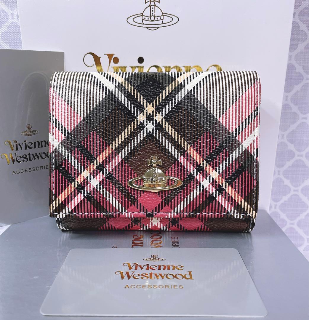 【可愛すぎ♡新品】可愛い ヴィヴィアン・ウエストウッド 三折り財布チェック