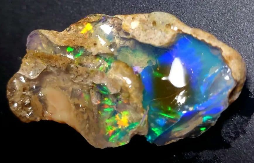 【40CT】エチオピア　オパール　原石　青　透明　黄色　ウェロ産