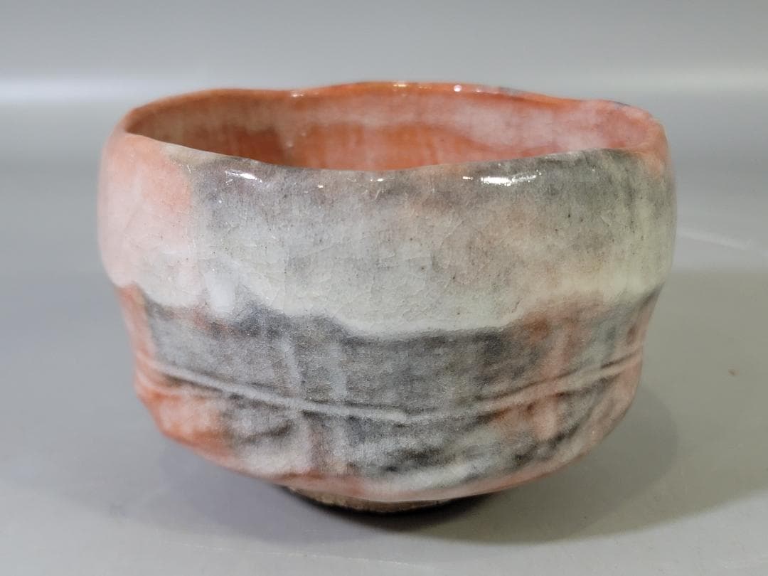 茶道具 小川長楽造 赤楽茶碗 共箱 DT759