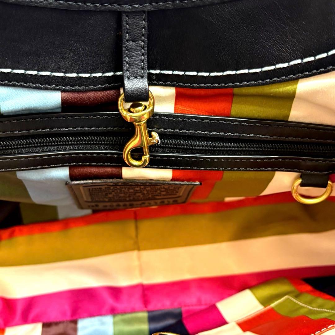 未使用級　COACH ワンショルダーバッグ シボ革 ブラック ゴールド金具