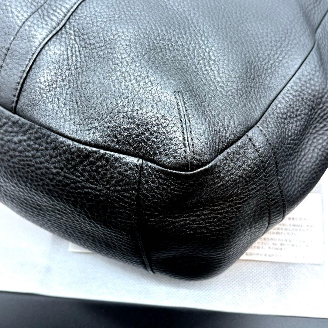 未使用級　COACH ワンショルダーバッグ シボ革 ブラック ゴールド金具