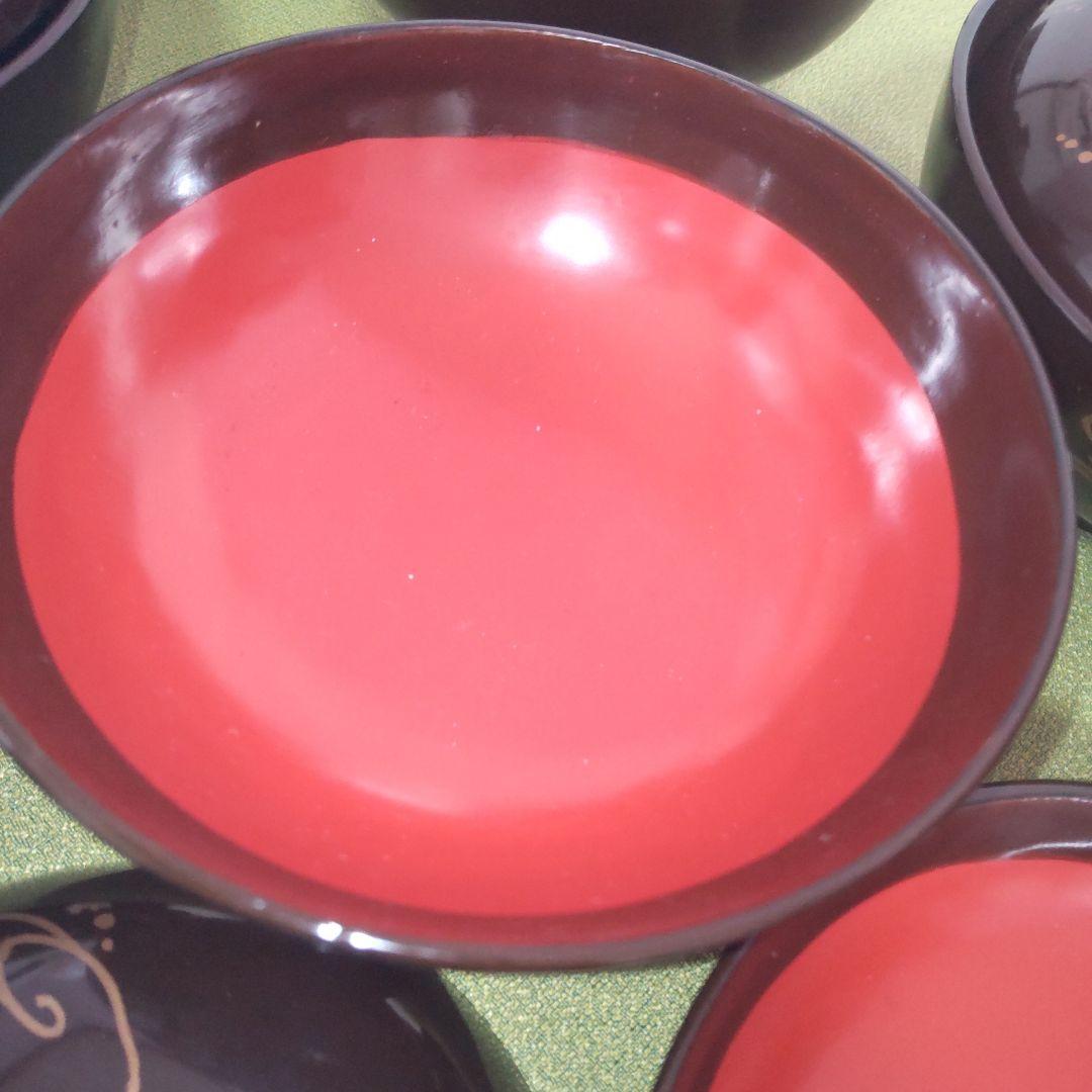 輪島塗 骨董 明治 漆器 椀 6客 金彩 花 牡丹 菊 沈金 木製 蓋付 天然木