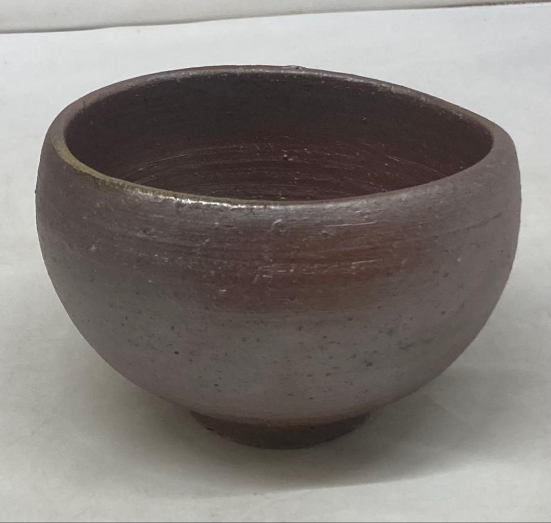 B484b「備前 茶盌」伊勢崎淳作　共箱　人間国宝　備前焼　茶道具