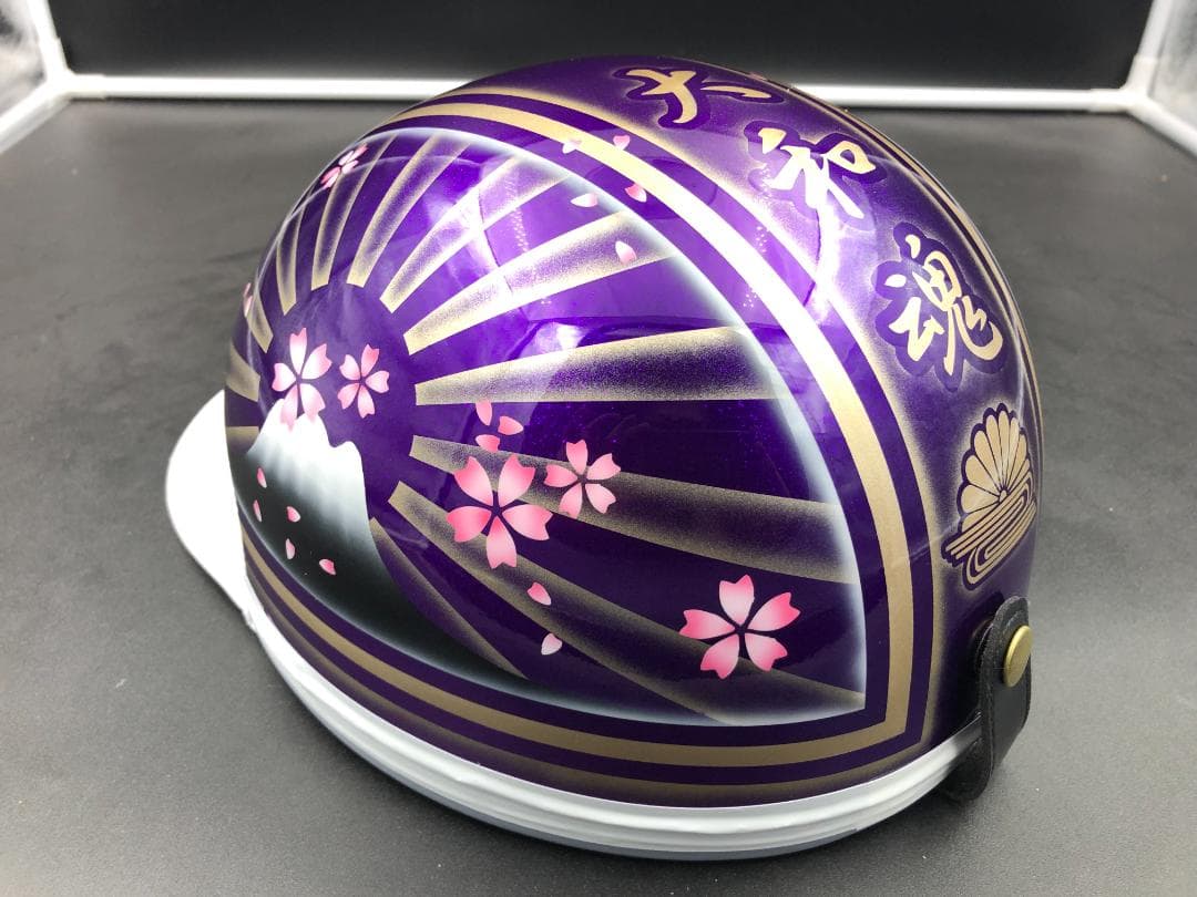 コルク半　カスタム　富士日章　３つボタン　パープルゴールドラメ　ぼかし　桜