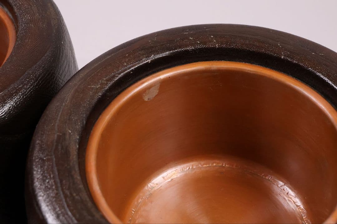 桐火鉢一対 菊蒔絵 草花 木箱入り 手あぶり 古民具 漆芸 茶道具【MB55】