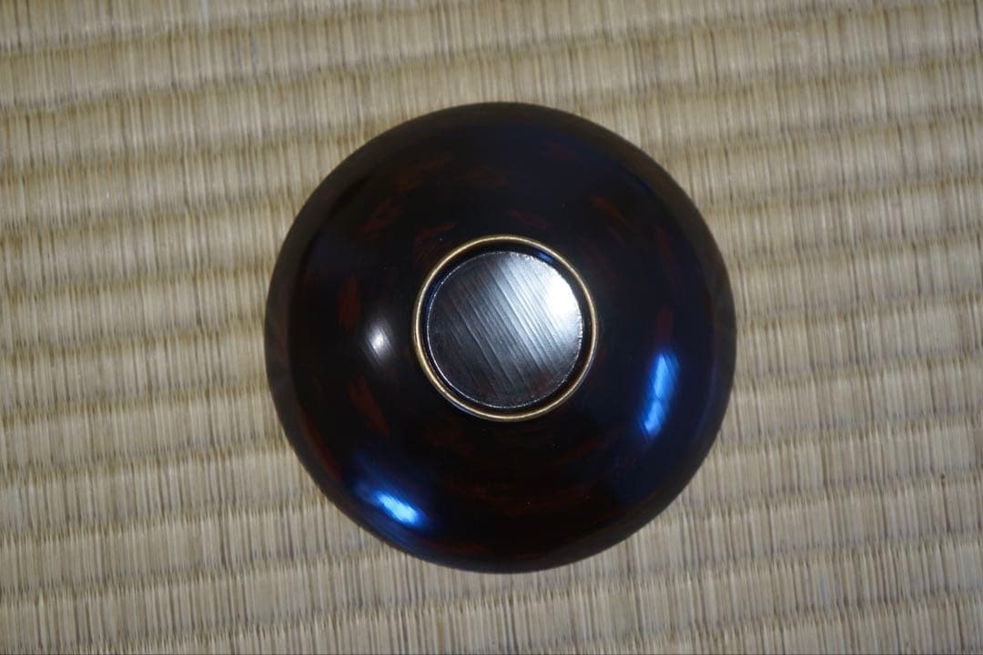 明治期 輪島塗 工房印有 三日月に蝙蝠蒔絵 溜塗 吸物椀 2客/木製漆器 茶懐石