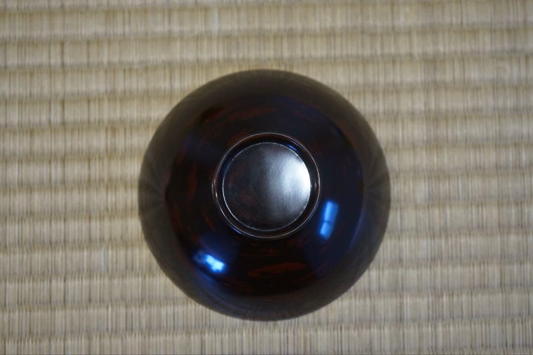 明治期 輪島塗 工房印有 三日月に蝙蝠蒔絵 溜塗 吸物椀 2客/木製漆器 茶懐石