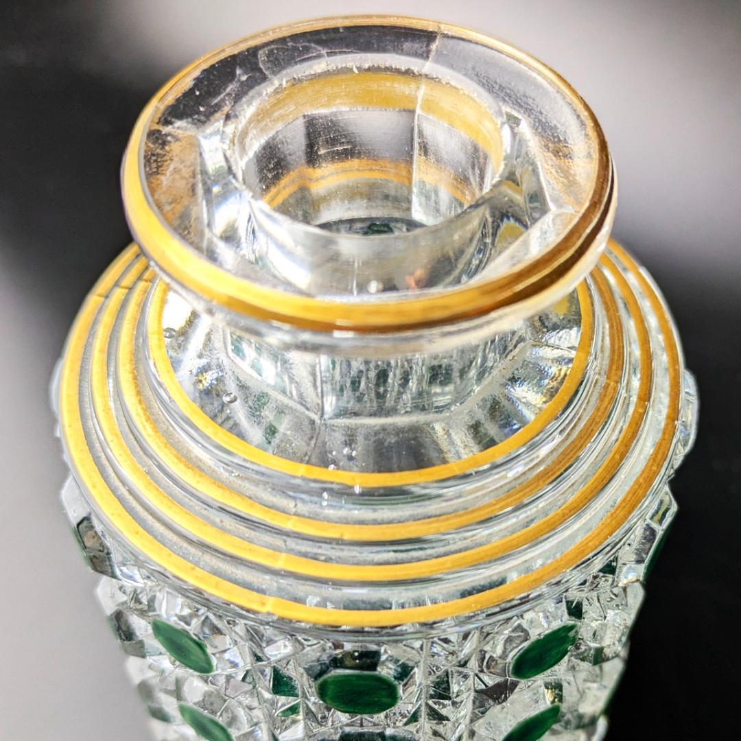 オールドバカラ ディアマン 18㎝ 大型香水瓶 グリーン＆金彩 BACCARAT