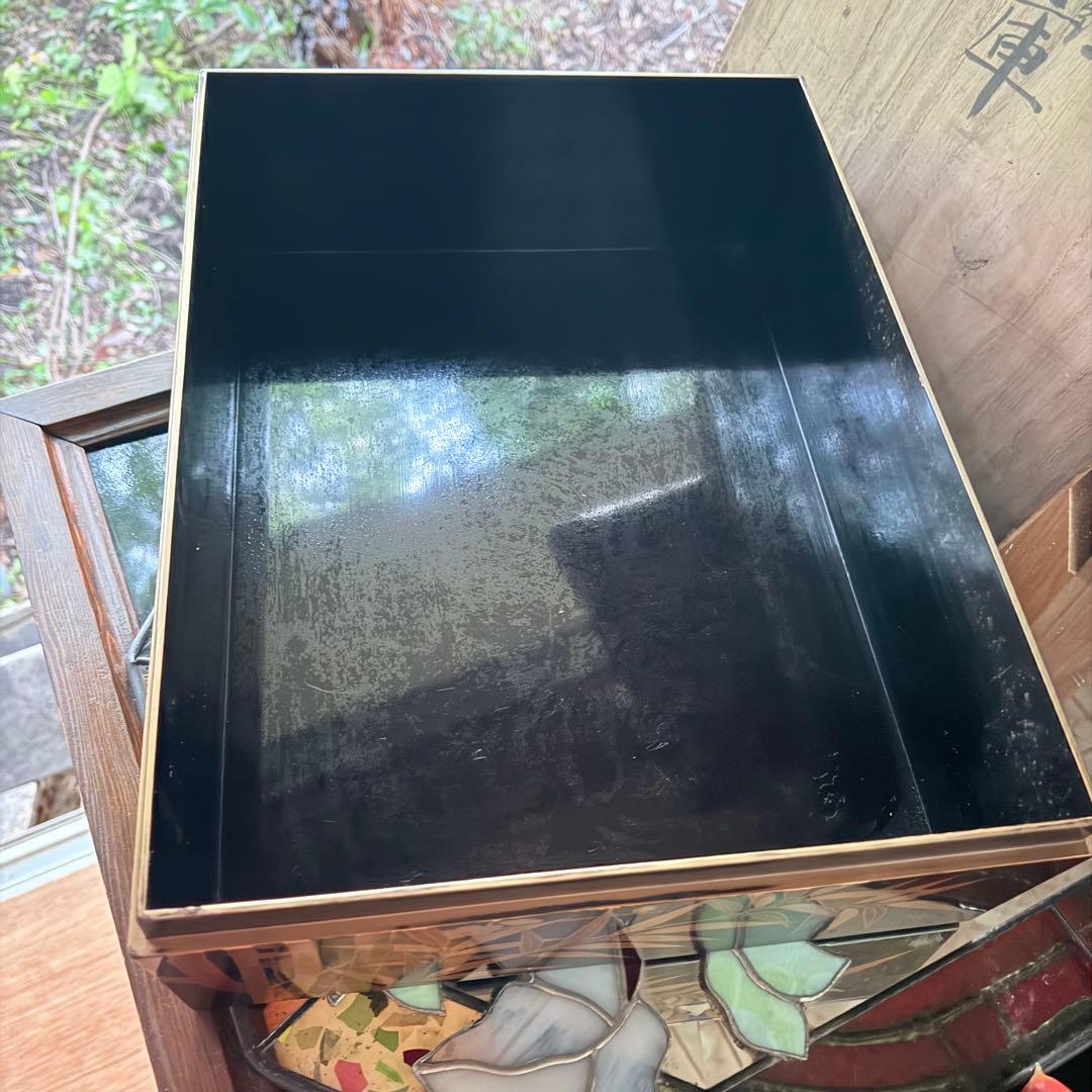 新春特別価格 ‼️JAPAN蒔絵天然木本漆 竹梅蒔絵　文箱料紙箱桐箱黄布付1客